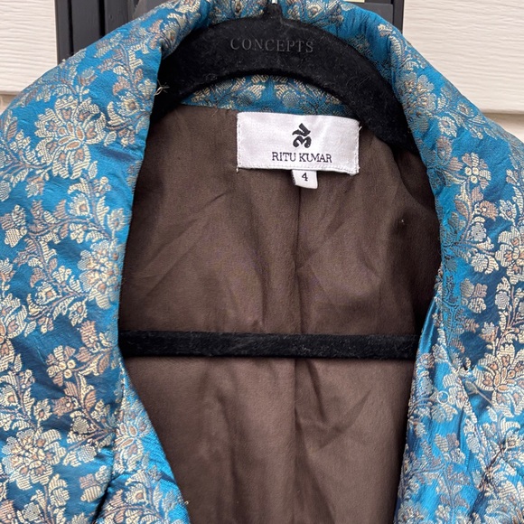 Ritu Kumar Multicolor Patchwork Embroidered Trench Boho Coat Jacket-4 - Picture 4 of 15